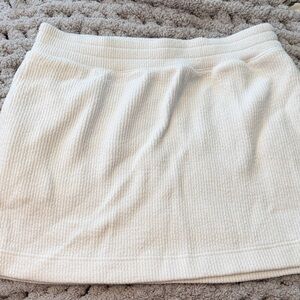 Aerie Cream Ribbed Mini Skirt